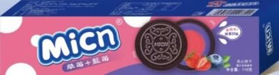 Печиво-сендвіч з начинкою зі смаком полуниці та чорниці Micn